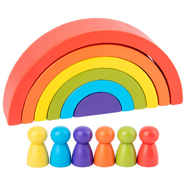Arcoíris Montessori de Madera con 6 Muñequitos